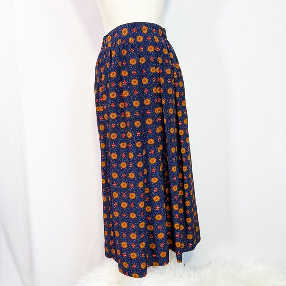Vintage | Pierre Cardin | Navy Blue Patterned Skirt | Sz 4 - Picture 1 of 8